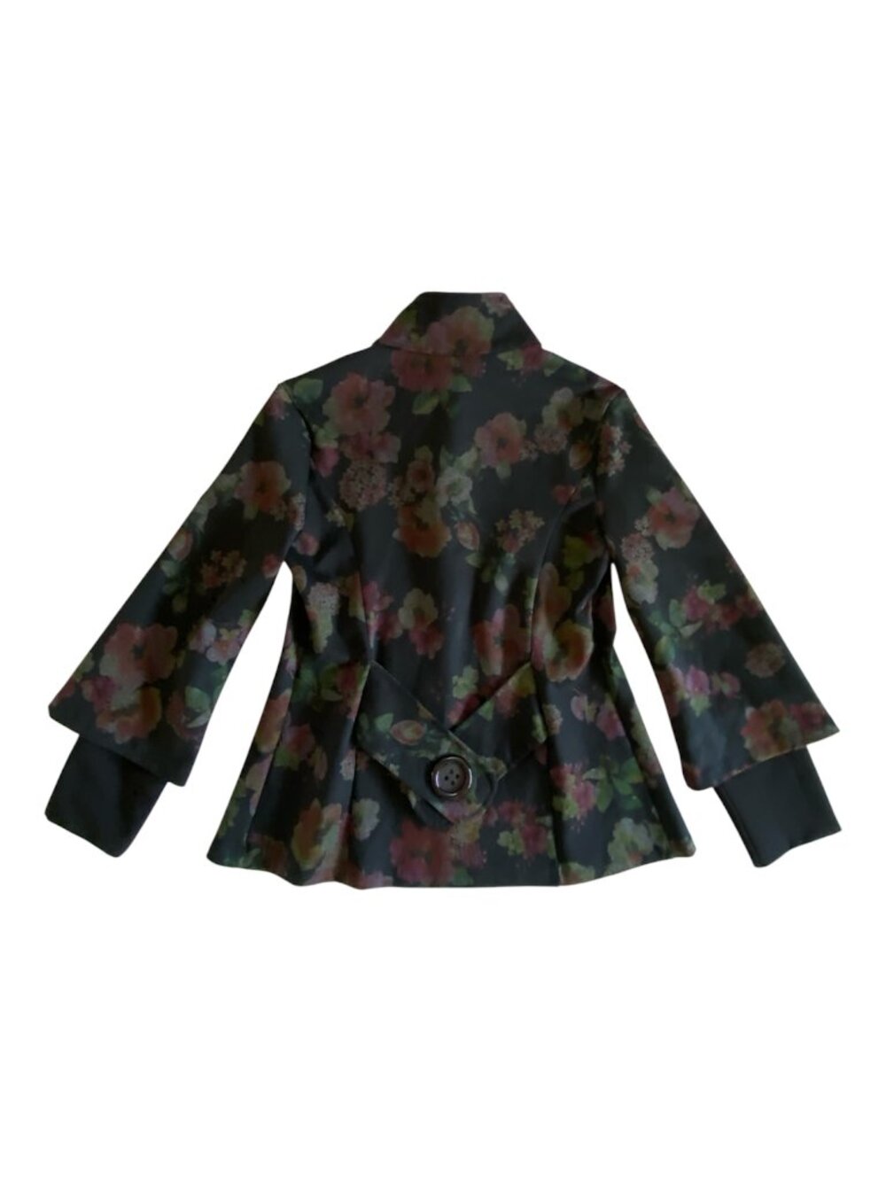 Zooni Made In Canada Statement Jacket Big Button Floral Art To Wear S/M Autumn - Picture 10 of 14